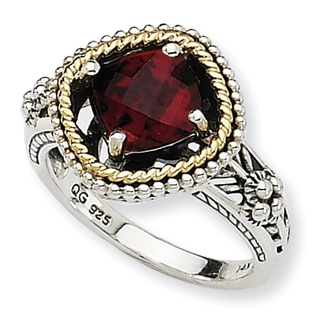 Sterling Silver w 14k Garnet Ring by Saris and Things QG