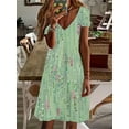 thumbnail image 6 of Women's Vibrant Tropical Leaf & Floral Print V-Neck Dress - Lightweight, Breathable Fabric for Comfortable All-Day Wear - Ideal for Vacation, Machine Washable,XXL,Yellow-green, 6 of 6