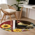 thumbnail image 3 of Area Rug 48in, Farm Rooster Sunflower Floor Carpet Living Room Rug, Rustic Red Wooden Texture Non-Slip Welcome Mat Indoor Rugs for Bedroom Dining Room, 3 of 9