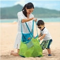 thumbnail image 2 of Large Mesh Beach Bag for Toys Sand Away Tote with Zipper for Child Swim Pool Travel Sandy Shoes Wet Towels 16 x 9.4 x 16inch Green Straps Blue Mesh, 2 of 5