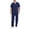 Navy #2, variant on Medical Scrubs Set for Men Short Sleeve V Neck Medical Scrub Tops and Jogger Wide Leg Pants Easy Care Comfort 2 Pieces Outfit, L