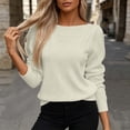 thumbnail image 2 of AKOEE Women Knit Sweaters Boat Neck Hollow-Out Long Sleeve Plain Soft Pullovers Loose Fall Winter Casual Tops (XS, White), 2 of 6