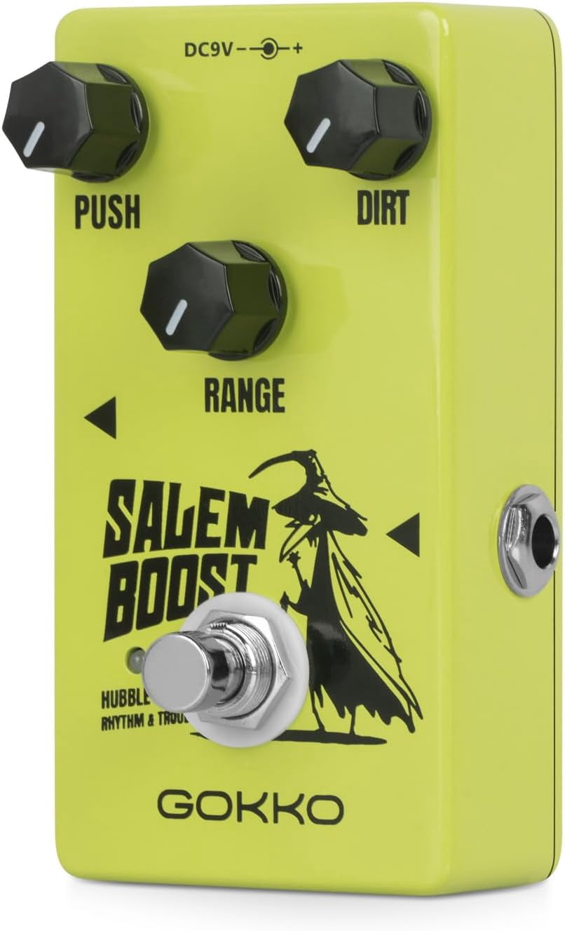 GOKKO Salem Boost Pedal - Professional Guitar Effects Pedal with Volume, Overdrive, and Treble Boost - Compact Stompbox for Electric Guitarists(GK-60)
