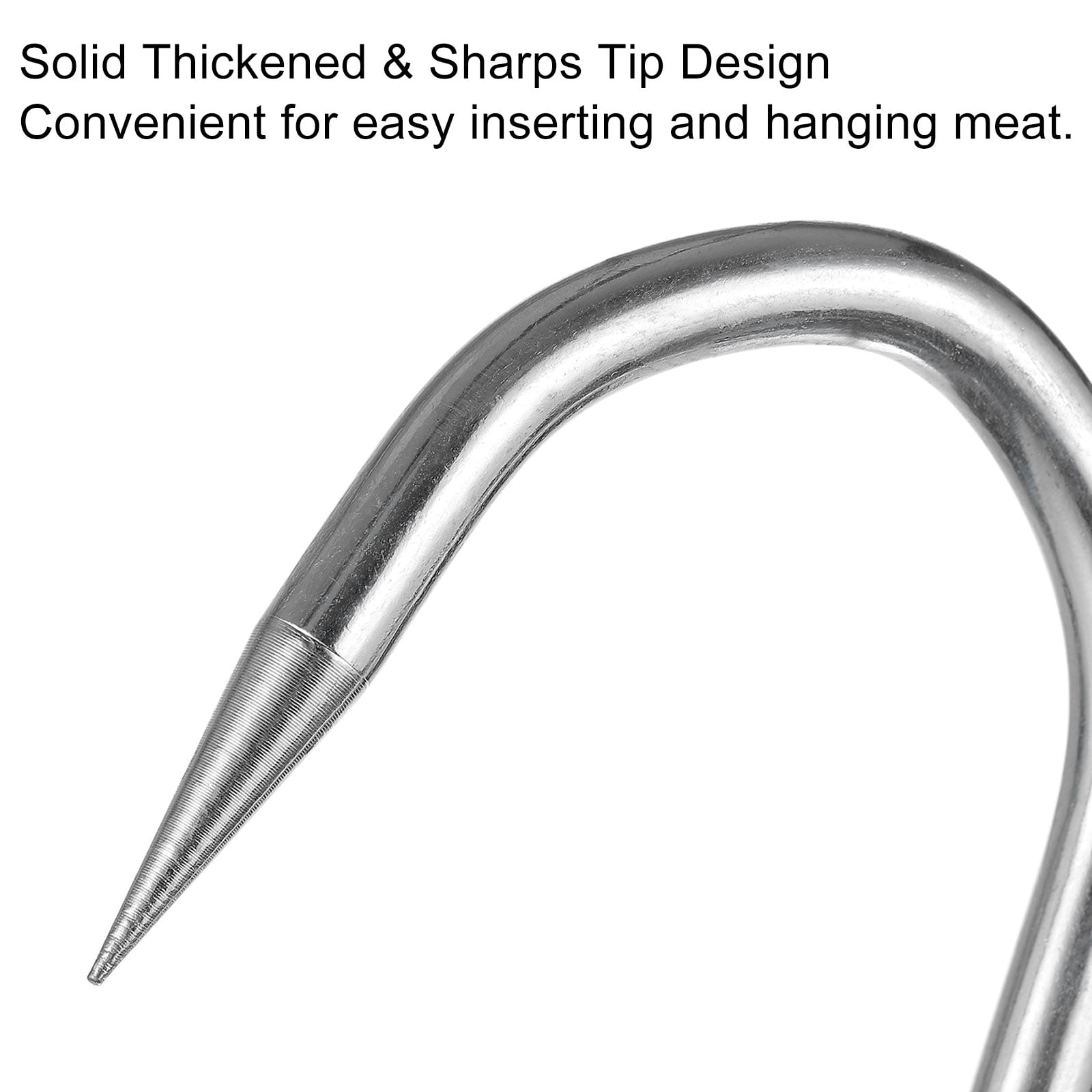 Unique Bargains Double Meat Hooks Galvanized Integrated Swivel Hooks Silver 12" x 0.27"