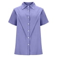 thumbnail image 5 of ZJXFGS Women Linen Button Down Shirt,Slim Fit Going Out Fall Blouse Womens Shirts Dressy Casual Tunic Tops Tshirts Shirts for Women Slim Fit Short Sleeve Shirt Women Purple M, 5 of 8