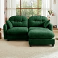 thumbnail image 3 of L Shaped Sectional Couch With Ottoman Green Chenille Fabric Tufted Backrest High Density Foam Modular Sofa For Living Room Bedroom, 3 of 9