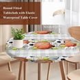 thumbnail image 3 of Ball Sports Round Tablecloth 36-44 Inch Round Fitted Table Cloth with Elastic Edge, Football Basketball Sports Grey Plaid Waterproof Table Cover Protector for Outdoor Picnic Party Dining, 3 of 9