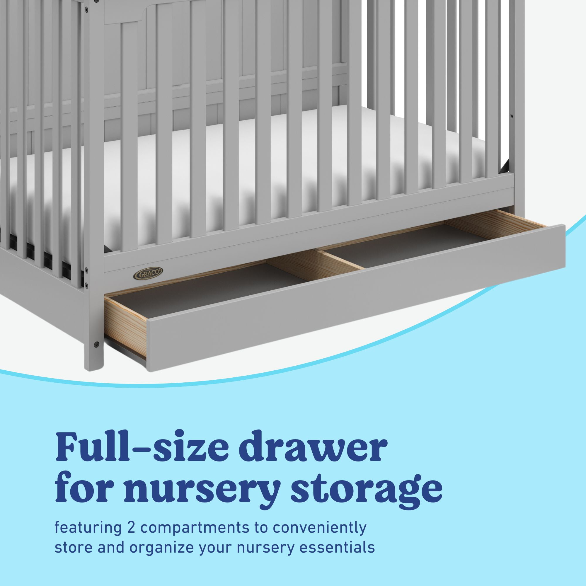 Graco Hadley 5-in-1 Convertible Baby Crib with Drawer, Pebble Gray