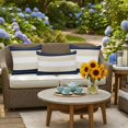 thumbnail image 5 of Navy Beige Striped Outdoor Pillow Covers 20x12 Inch Lumbar Pillow Covers Set of 2 Waterproof Decorative Throw Pillow Cases Gradient Geometric Blue White Cushion Covers for Patio Furniture Garden, 5 of 8