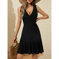 thumbnail image 2 of Women's 2025 New Summer Sleeveless Sexy Wrap V Neck Floral Sundress Mini Dress, 2 of 12