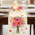 thumbnail image 3 of Spring Flowers Table Runner, Pastoral Daisy Leaves Country Botanical Beige Cotton Linen Table Runners 108 Inches Long, Dresser Scarf Runner for Dining/Living Room/Kitchen/Square Tables 13''x108'', 3 of 9