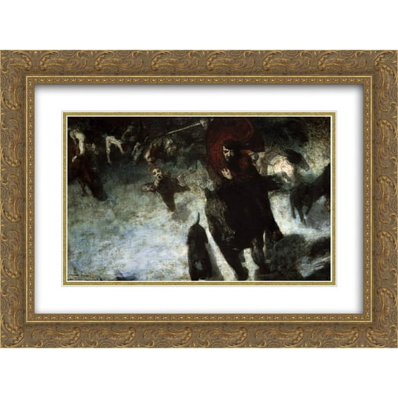 Franz Stuck 2x Matted 24x18 Gold Ornate Framed Art Print 'Wild Chase'