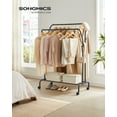 thumbnail image 1 of SONGMICS Clothes Rack, Double-Rod Clothing Rack with Wheels, Heavy-Duty Metal Frame, Garment Rack, 220 lb Max. Total Load, 40.7 inches Wide, Clothes Storage and Display, Black UHSR107B01, 1 of 6