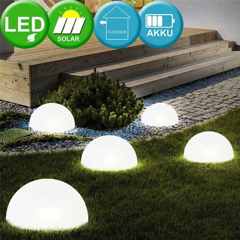 Outdoor LED Solar Round Ball Lights Garden Yard Patio Pathway Ground Lawn Lamp 