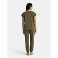 thumbnail image 2 of Lissome Women’s Super Soft Jersey Knit Dolman Sleep Top and Jogger Pants Pajama Set, 2-Piece, Sizes S-3X, 2 of 4