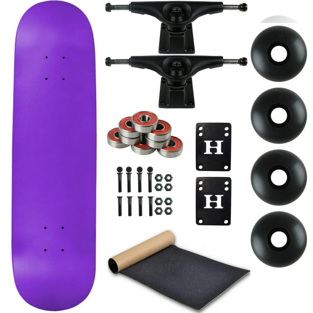 Moose Planche à Roulettes Complète Néon Violet 8,0 Pouces avec Camions Noirs et Roues Noires