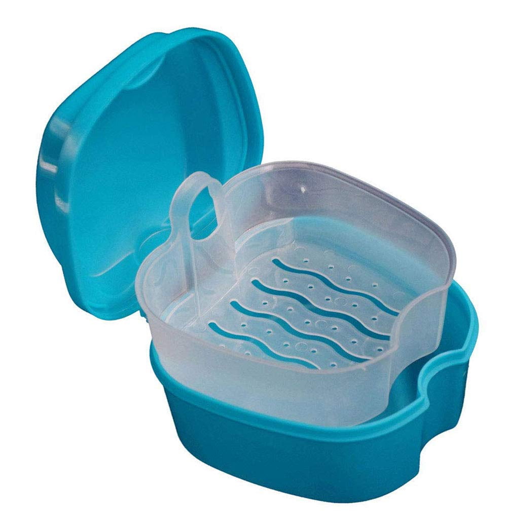 2 Pack Colors Denture Bath Case Cup Box Holder Storage Soak Container