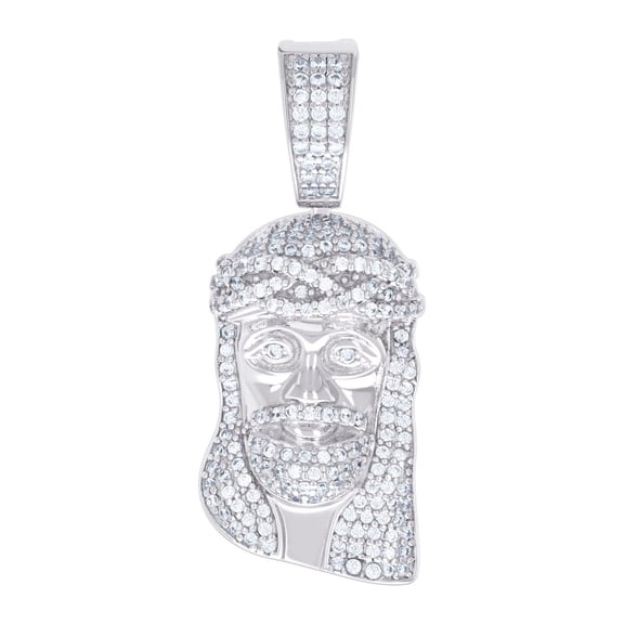 925 Sterling Silver Mens 0.77ct Moissanite Jesus Religious Charm Pendant 35.2x14.1mm Wide Necklace for Men