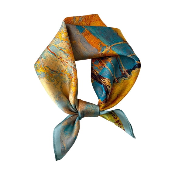 UJNDER Women's Scarf Silk Small Square Printed for Neck Wrap Yellow One Size