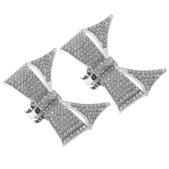 1 Pair Bowknot Shaped Ornament Fashion Shoe Decor Bowknot Shoe Charms Silver