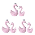 thumbnail image 1 of Justharion Statue de Cygne Figurines Sculpture Gâteau Tableau de Bord Décor Mini Rose 9cm 3Set, 1 of 6