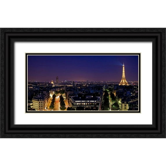Ratsenskiy, Vadim 24x14 Black Ornate Wood Framed with Double Matting Museum Art Print Titled - Paris at Night