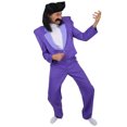 thumbnail image 6 of HPO Adult Men's 70s Rock Star Costume – Dark Purple Suit with Mock Turtleneck for Halloween Parties, 6 of 9