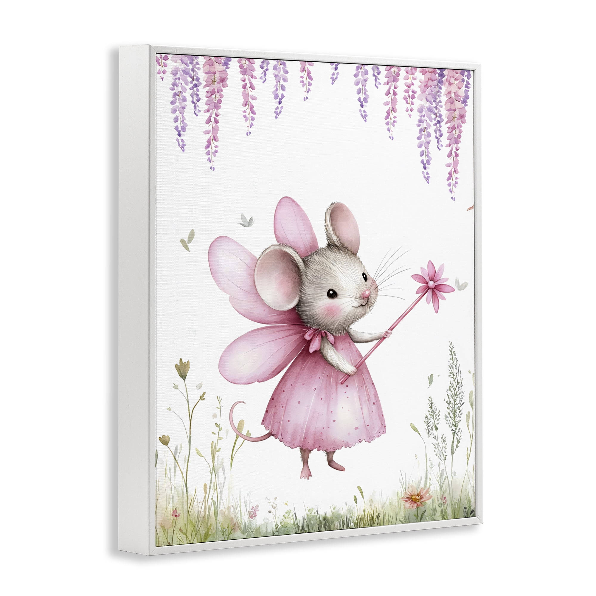 Stupell Industries Woodland Mouse Forest Fairy White Framed Giclee Art, design by LSR Design Studio