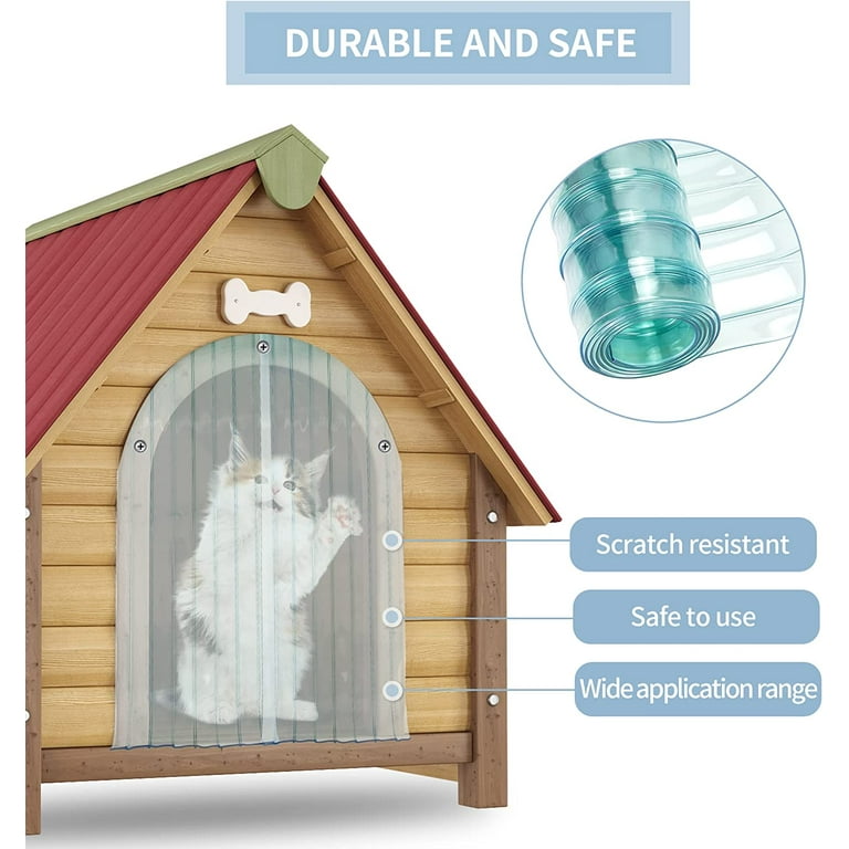 Trianu Dog Door Replacement Flaps 11.8 in x 4.9 ft Safe Plastic Strip for DIY Doghouse or Cat Door Eco Friendly Transparent Dog House Door Flap