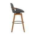thumbnail image 3 of Baylor 30" Gray Faux Leather and Walnut Wood Swivel Bar Stool, 3 of 8