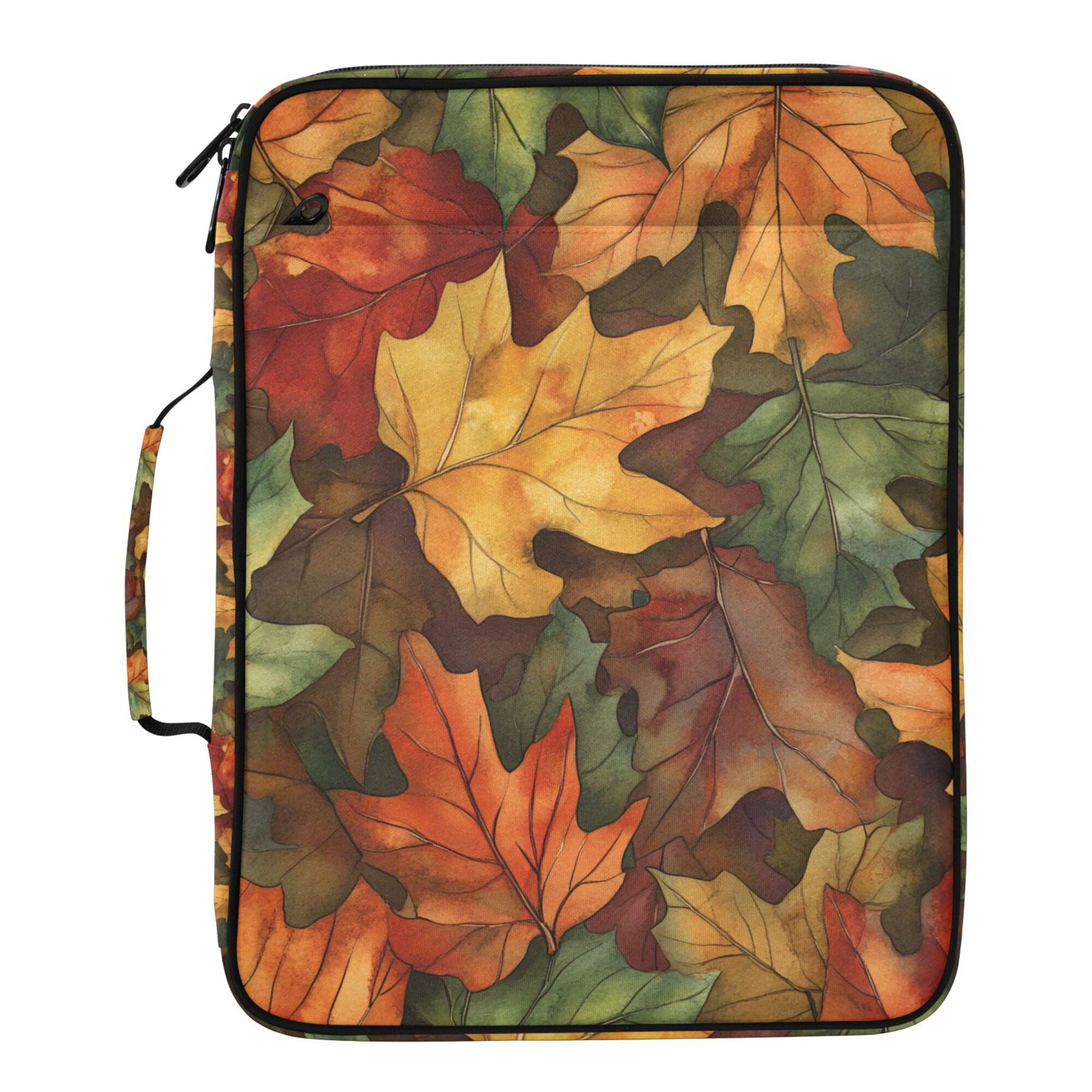 FORMRS Accordion File Folder A4 Size 7-Pocket Expanding Document Organizer Bag with 3 Ring Binder, Colorful Autumn Leaves