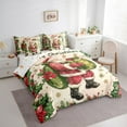 thumbnail image 3 of Manfei Cartoon Santa Claus Bedding Comforter Set 7 Pieces, Christmas Poinsettia Flower Full Bedding Set, Vintage Festival Reversible Fitted Sheet Flat Sheet, Breathable Home Decor, 3 of 7