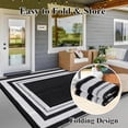 thumbnail image 3 of 9x18 Outdoor Rug – Waterproof Reversible Plastic Straw Mat – Modern Border – RV, Patio, Camping, Balcony, Deck, Backyard & Porch – Indoor/Outdoor, Black and White, 3 of 8