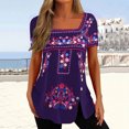 thumbnail image 1 of ICHUANYI Clearance Fashion Woman Causal Printing Blouse Short Sleeve T-Shirt Summer Button Tops(Purple, XXL) ICHUANYI WER2023081110667, 1 of 6