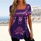 thumbnail image 1 of ICHUANYI Clearance Fashion Woman Causal Printing Blouse Short Sleeve T-Shirt Summer Button Tops(Purple, M) ICHUANYI WER2023081110668, 1 of 6