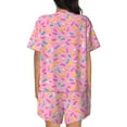 thumbnail image 3 of Lsque Pink Donut Women's Short-Sleeved Pajama Set - 2 Piece Soft and Lightweight Sleepwear Set-, 3 of 9