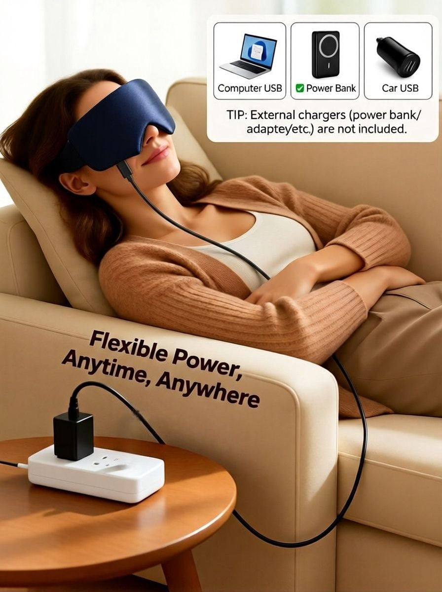 FACEMOON Silk Heated Light-Blocking Sleep Eye Mask for Dry Eyes, Blepharitis, Insomnia, Blue