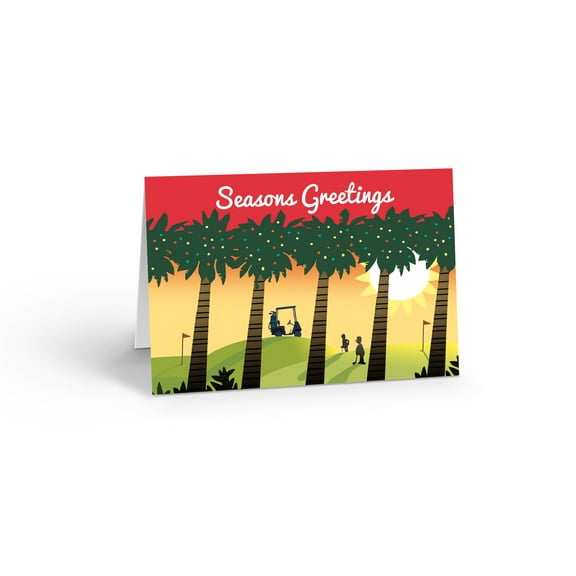 Holiday Golfing at Sunset Cards - 18 Holiday Cards with 19 Envelopes - Golfing -