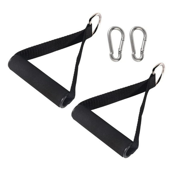 Slim Panda Resistance Band Handle Heavy Duty Cable Machine Attachment, Strong Nylon Strap and Seamless Steel D-Ring for Fitness Exercise Gym Pilates Yoga Crossover Triceps