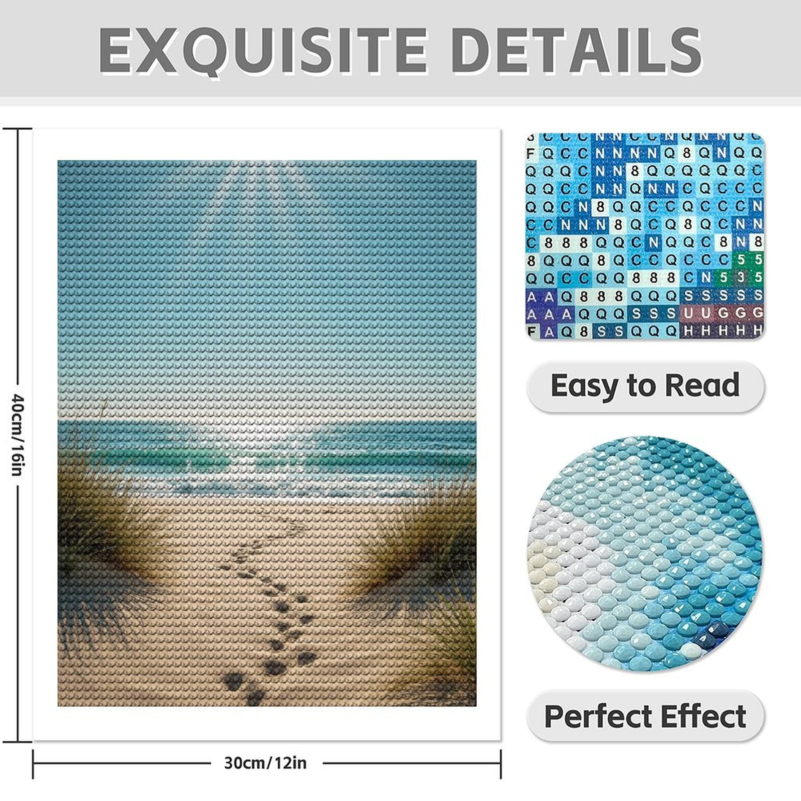 Diamond Art Kits for Adults - 5d Sunny Beach Path Ocean Waves Diamond Painting for Adults, Diamond Art for Adults Beginners, Diamond Painting Kits for Adults for Home Wall Decor