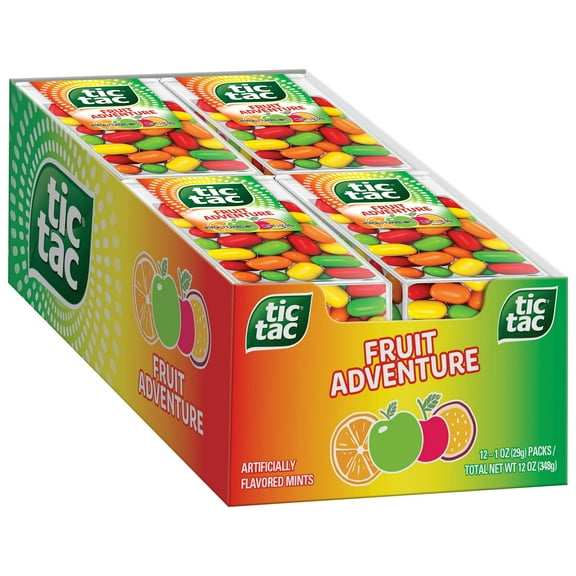 Tic Tac, Fruit Adventure Mints, Bulk 12 Pack, On-The-Go Refreshment, 1 Oz Each YU4
