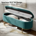 thumbnail image 3 of 50.5" Upholstered Storage Bench For End of Bed Entryway Bedroom Ottoman Teal, 3 of 10