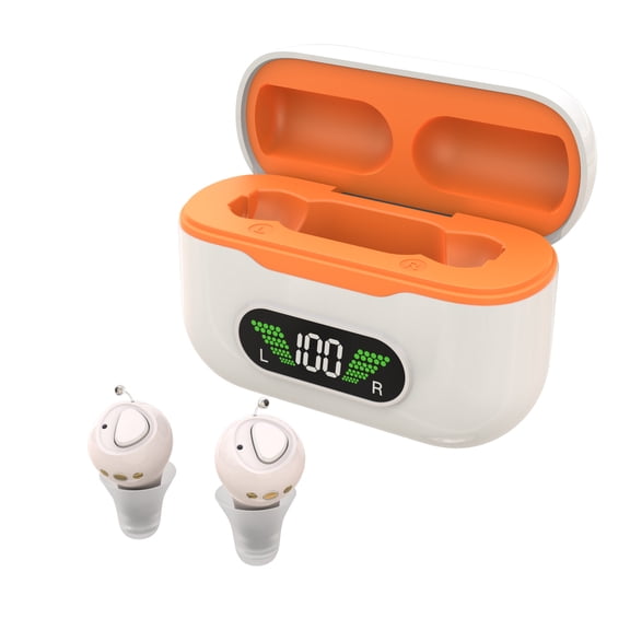 Pro Hearing Aids for Seniors with Smart Auto-Noise Reduction (Not Amplifiers),Rechargeable Digital OTC with 32-Channel for Clear Sound, Super Mini Invisible & 7-Day Standby, UV Charging Case