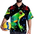 thumbnail image 4 of Starry Sky Frog Men's Short Sleeve Hawaiian Shirt Button Down Poplin Beach Casual Printed Unisex Summer Tops, 4 of 6