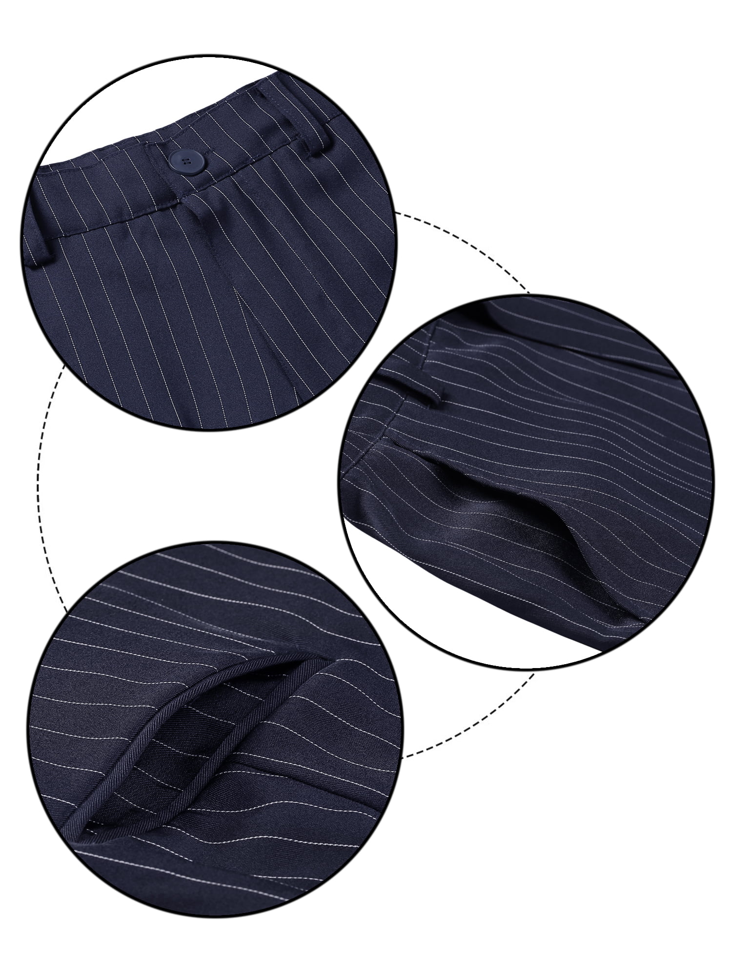 Unique Bargains Men's Vertical Stripes Flat Front Chino Pants 