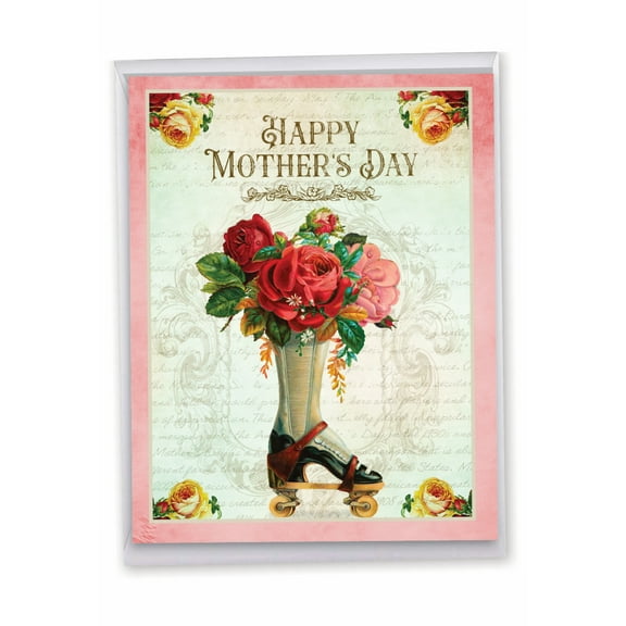 NobleWorks Jumbo Mother's Day Greeting Card 8.5 x 11 Inch with Envelope (1 Pack) Large Jumbo Mom Floral Shoes - Skate J10310BMDG-US