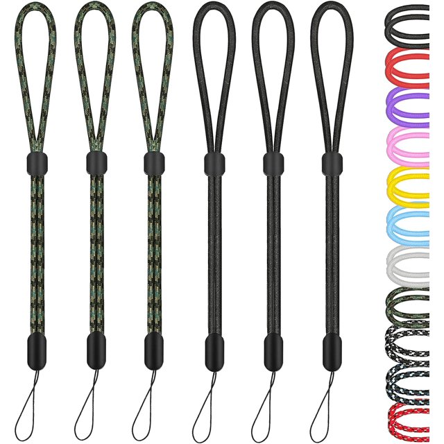 shiyou-Hand Wrist Strap Lanyard, 6 Pack 8 inch Adjustable Nylon Wristlet Straps Keychain String for Cell Phone Case Holder, AirPods Pro 2 2022, Camera, Key, GoPro, USB Drive, Ski Glove (Black+Green)