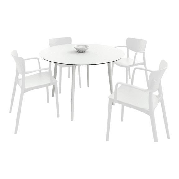 Luxury Commercial Living 5-Piece White Round Dining Set 47.5"