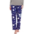 thumbnail image 2 of Domuza Womens Pajamas Pants Casual Soft Comfy Stretch Waist Straight Leg Pj Pants Funny Printed Relaxed Fit Lounge Sleepwear Dark Blue S, 2 of 5