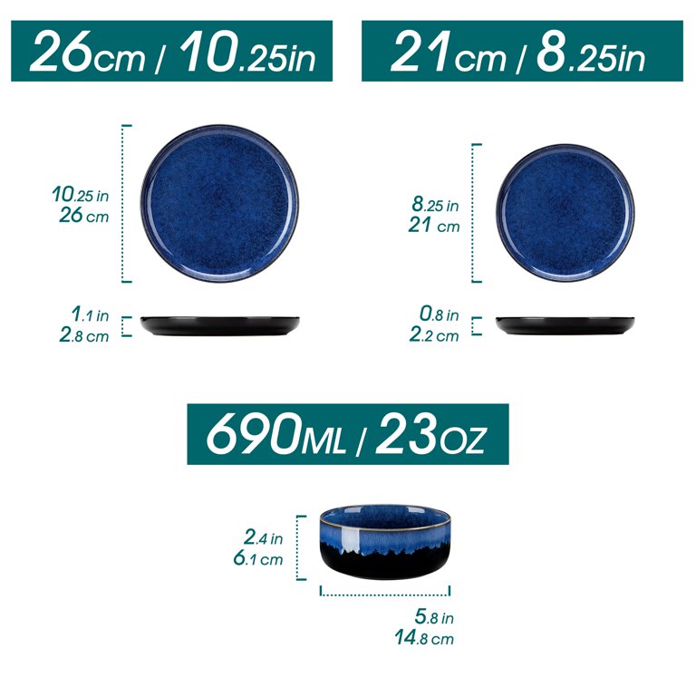 Vancasso 12-Piece Stoneware Dinnerware Set, Blue photo 2